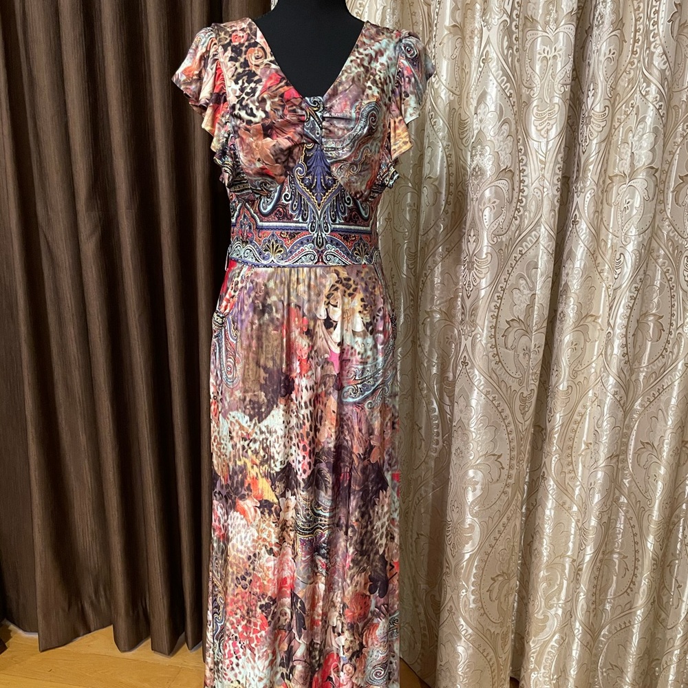 Long floral colorful  sleeveless dress
